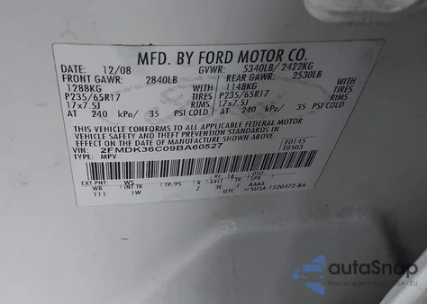 2009 Ford Edge Se from USA, damaged, VIN 2FMDK36C09BA60527